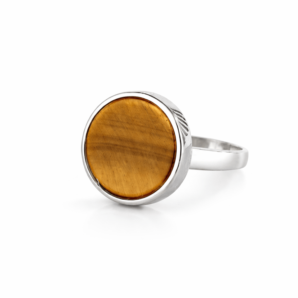 Women's 925 Sterling Silver Ring Inlaid Round Natural Stone Brief Design Cute Ring Fine Women Party Jewelry Hot 2024 Flamingo Stores