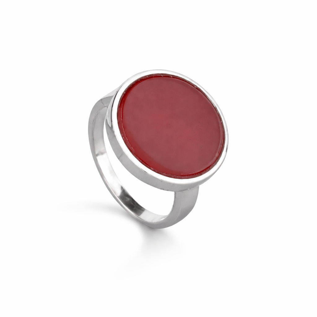 Women's 925 Sterling Silver Ring Inlaid Round Natural Stone Brief Design Cute Ring Fine Women Party Jewelry Hot 2024 Flamingo Stores