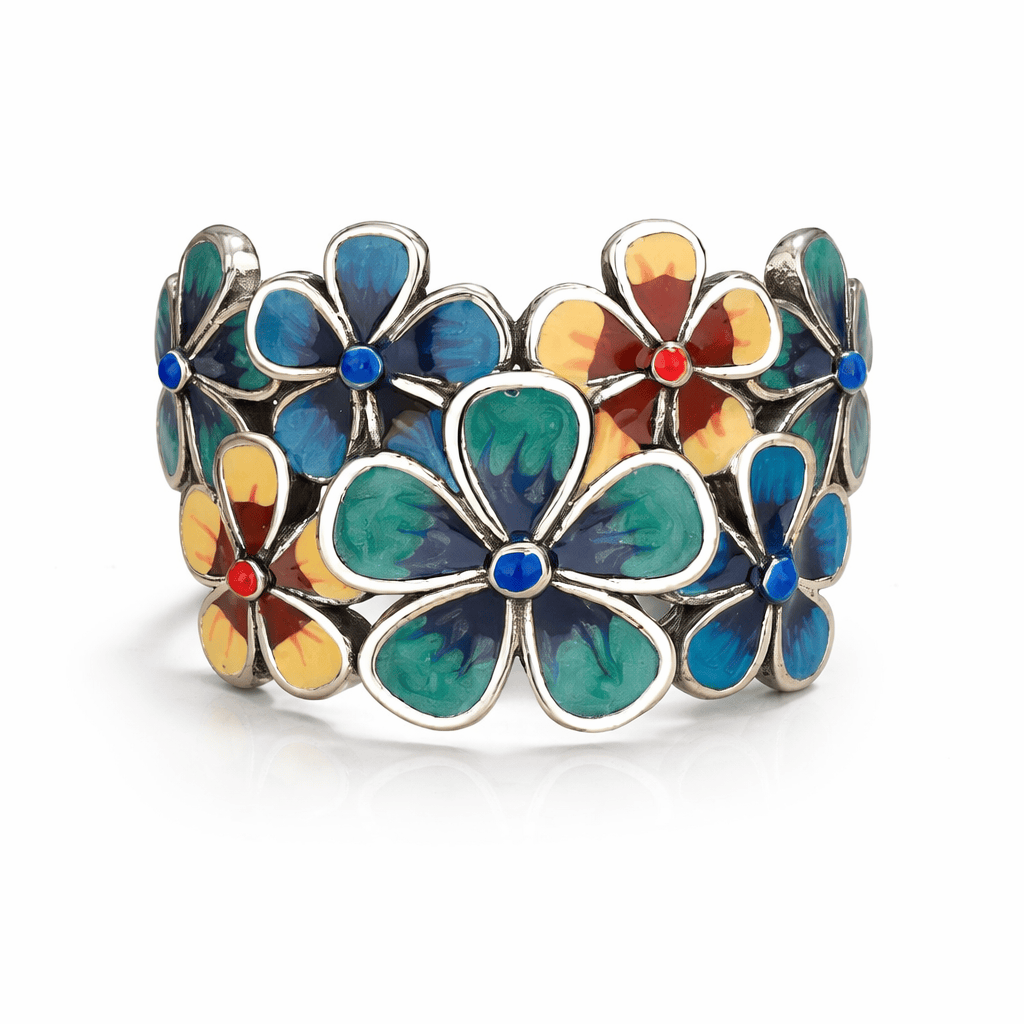 Vintage Flower Ring Enamel Craft Color Large Flower Ring Opening Adjustable Party Gift for Women Flamingo Stores