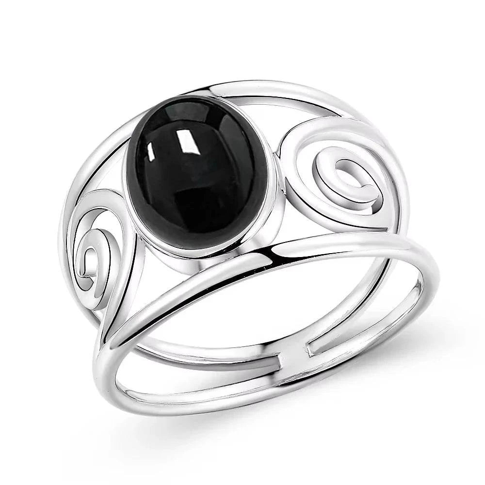 S925 Silver Natural Amethyst Rings 8*10MM Natural Gemstone Retro Silver Oval Shape Ring Fine Jewelry Gifts For Women - Flamingo Stores