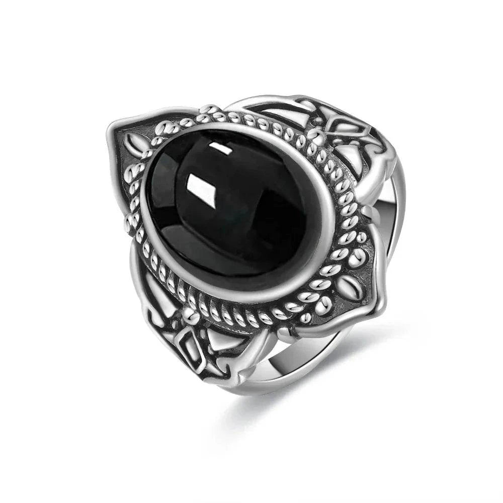 925 Silver Vintage Ring Natural Black Agate Denier Type Horse Eye Design for Women Exquisite Packing Gift Fine ring - Flamingo Stores