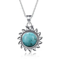 925 Sterling Silver Natural Labradorite Amethyst Necklace Sun Shape Vintage Necklace for Women Gift - Flamingo Stores