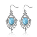 925 Sterling Silver Oval 8*10mm Natural Labradorite Earrings Vintage Ethnic Jewelry for Women Gift - Flamingo Stores