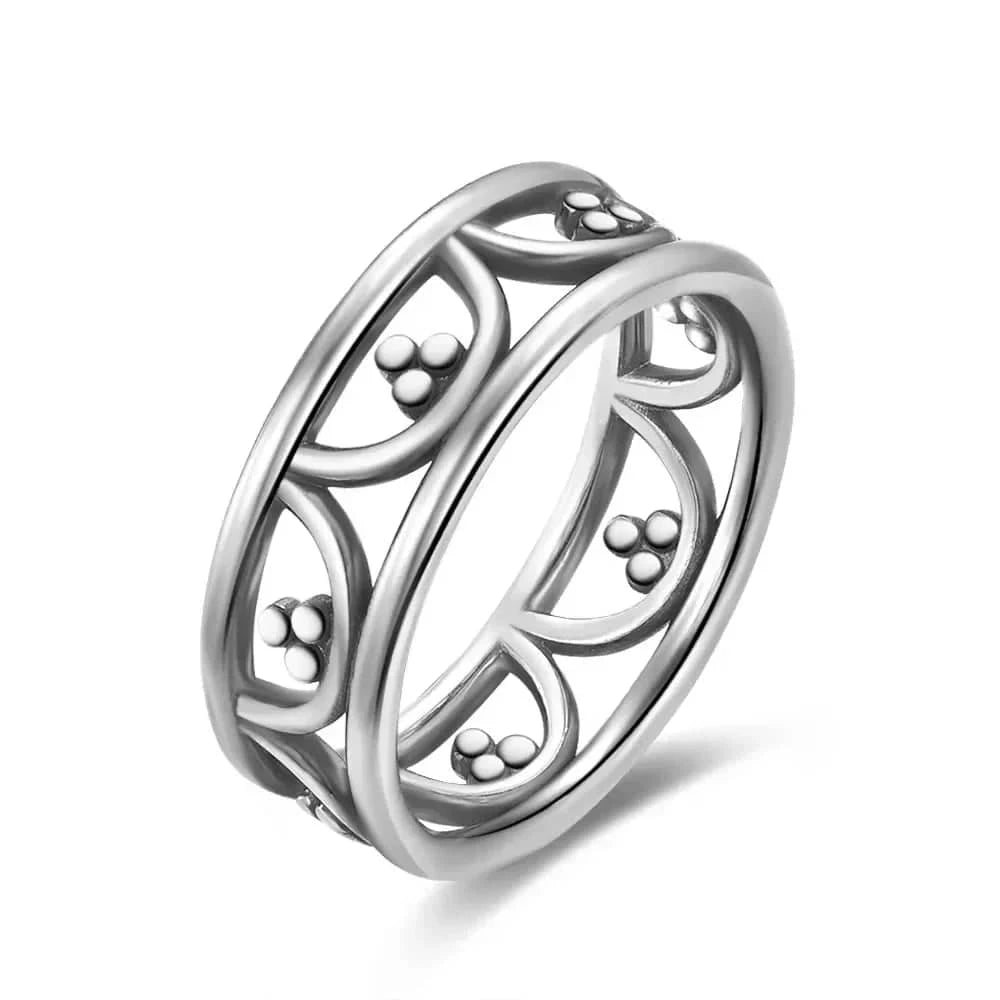 925 Sterling Silver Flower Cut-Out Ring Anniversary Wedding Ring Jewelry Ladies Gifts Girls Party Jewelry Gifts Flamingo Stores