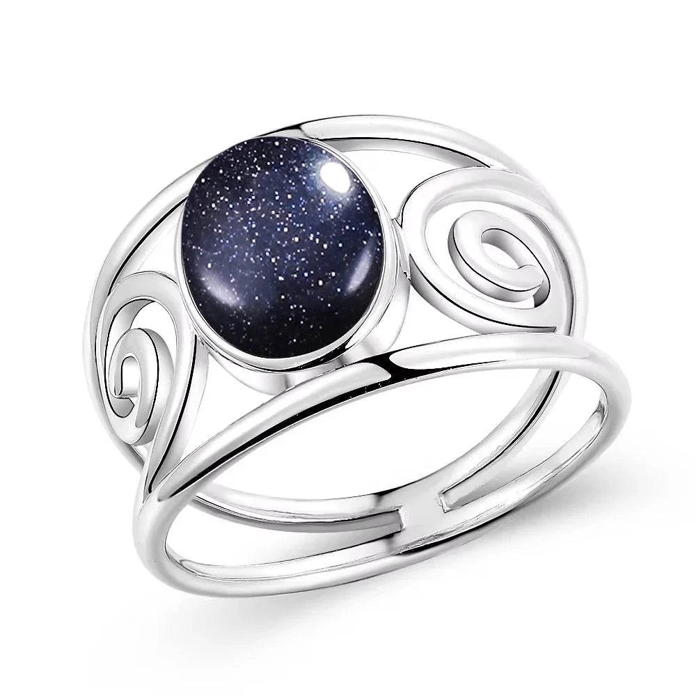 S925 Silver Natural Amethyst Rings 8*10MM Natural Gemstone Retro Silver Oval Shape Ring Fine Jewelry Gifts For Women - Flamingo Stores