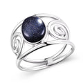 S925 Silver Natural Amethyst Rings 8*10MM Natural Gemstone Retro Silver Oval Shape Ring Fine Jewelry Gifts For Women - Flamingo Stores