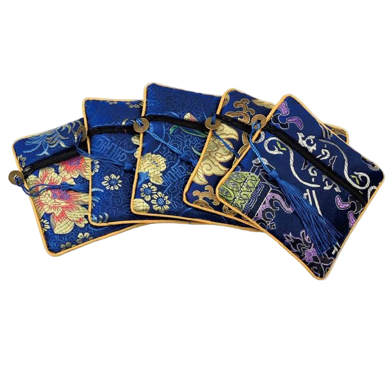 1pc Chinese Brocade Zipper Jewelry Bag Gift Pouch Square with Flower Pattern for Gift Packaging Shopping Storage Pouche - Flamingo Stores