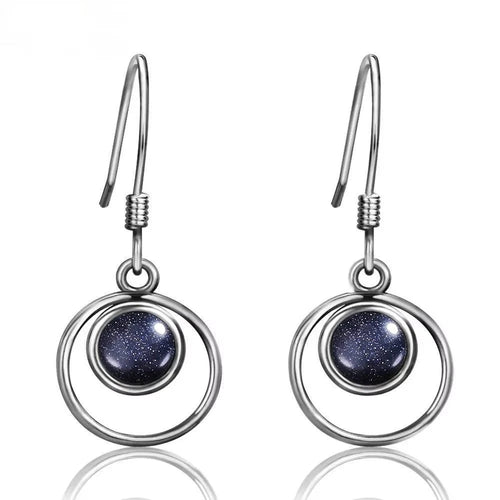 Sterling Silver 925 Earrings Fashion Round Natural 5mm Moonstone Drop Earrings for Women Wedding Engagement Ear Jewelry - Flamingo Stores