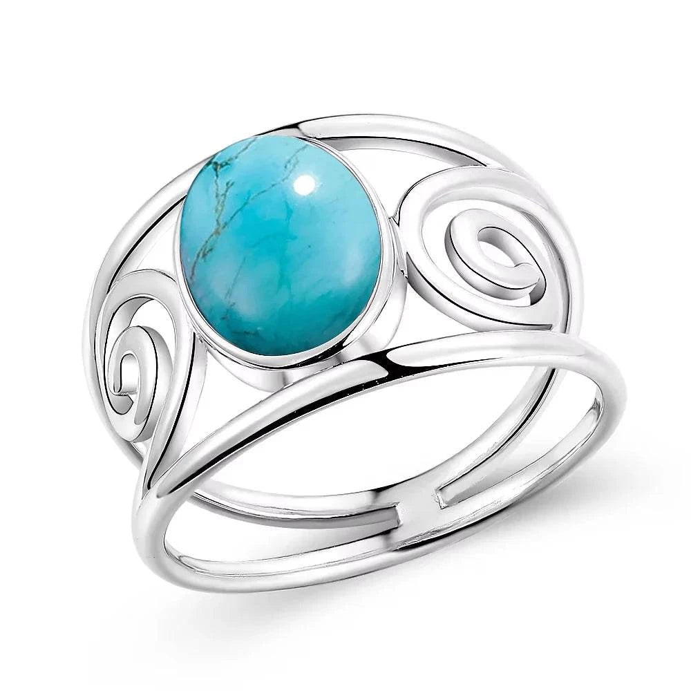 S925 Silver Natural Amethyst Rings 8*10MM Natural Gemstone Retro Silver Oval Shape Ring Fine Jewelry Gifts For Women - Flamingo Stores