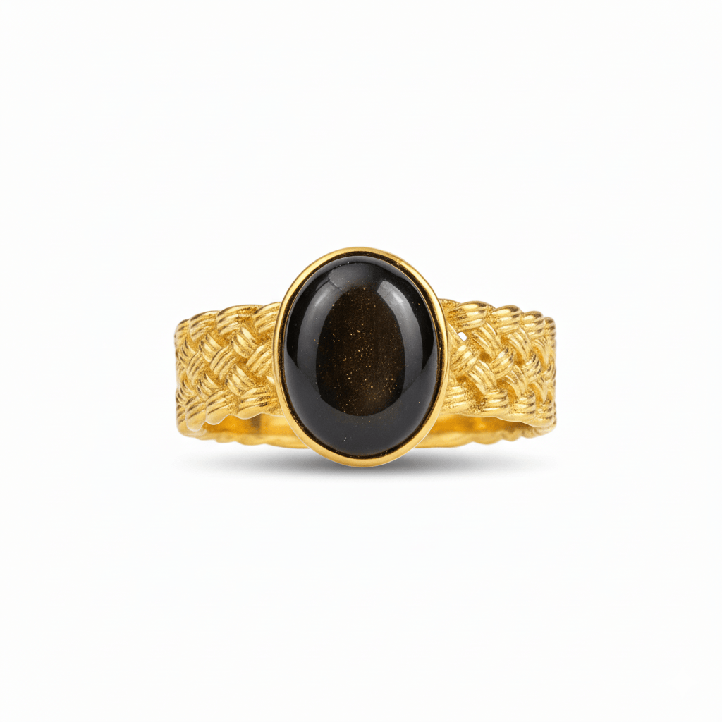Vintage S925 Sterling Silver Ring Oval Round Natural Obsidian Ring Sun And Flower Shaped Retro Fine Jewelry For Women Men Flamingo Stores